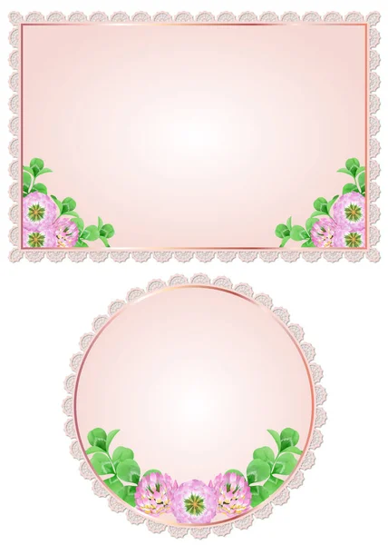 Wildflowers Clover Watercolor Lace Frame — 图库照片