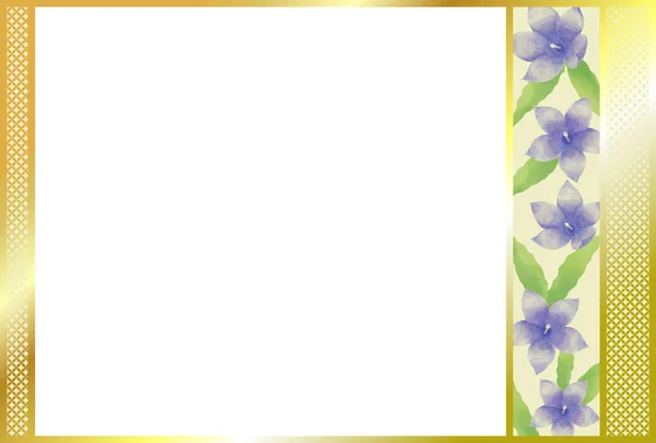 Balon Kwiat Akwarela Malarstwo Japoński Styl Dekoracyjne Ramki — Zdjęcie stockowe