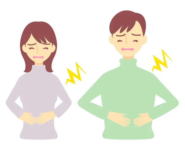 Kendini iyi hissetmeyen ya da karın ağrısı çeken bir insan.