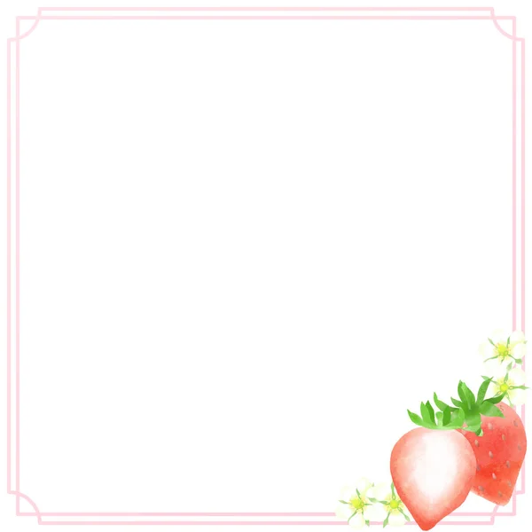 Erdbeer Aquarell Material Dekorativer Rahmen Hintergrundmaterial — Stockfoto