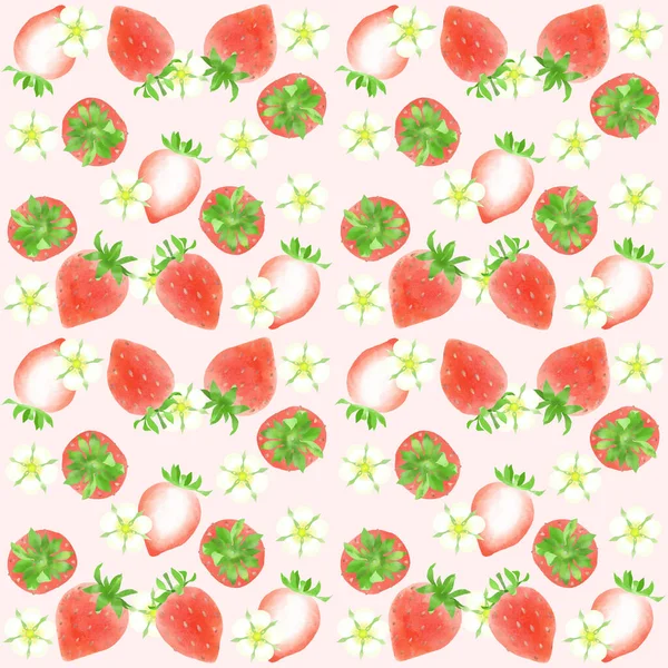 Çilekli suluboya deseni, duvar kağıdı, arkaplan malzemesi