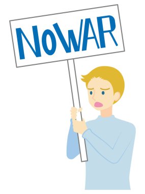 Illustration of a person who appeals against the war clipart