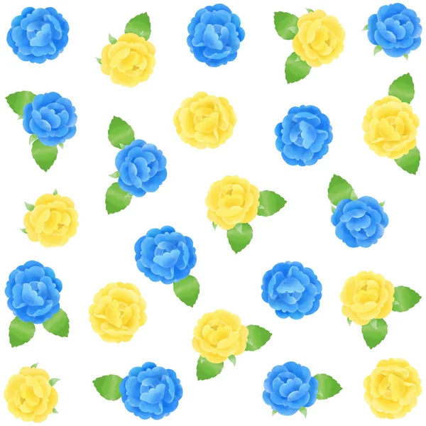 Sulu Boya Ile Çizilmiş Sarı Mavi Gül Desenli Malzeme — Stok fotoğraf