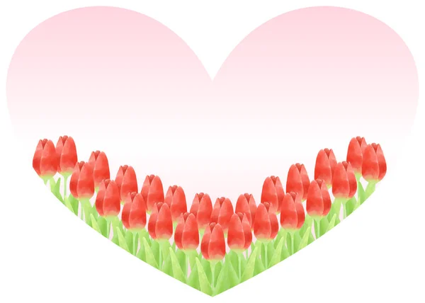 Rama Dekoracyjna Kształcie Serca Motywem Tulipanowym — Zdjęcie stockowe