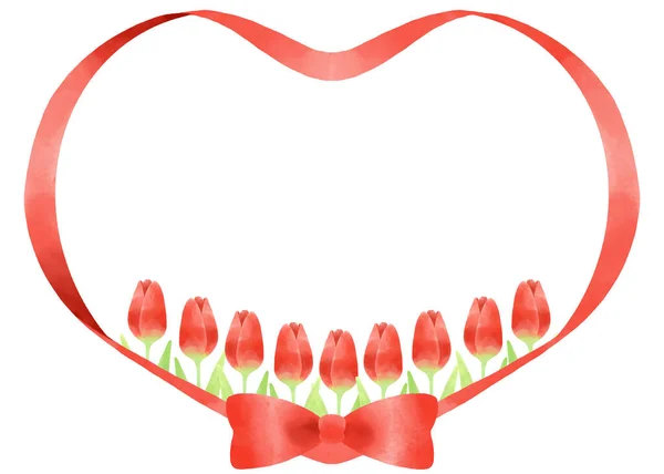 Tulipán Stuha Dekorativní Rám — Stock fotografie
