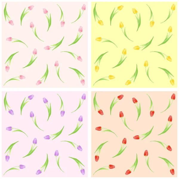 Pattern Material Tulip Motif Watercolor Touch — стоковое фото