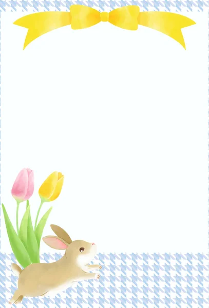 New Year Card Template Year Rabbit Text —  Fotos de Stock