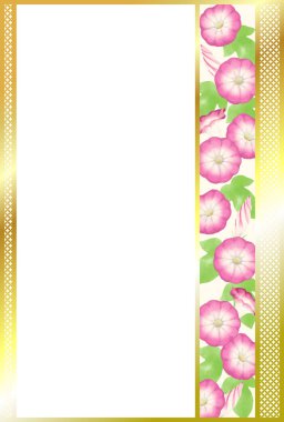 Japon stili dekoratif malzeme. Suluboya ile çizilmiş sabah görkemi motifi.