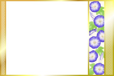 Japon stili dekoratif malzeme. Suluboya ile çizilmiş sabah görkemi motifi.