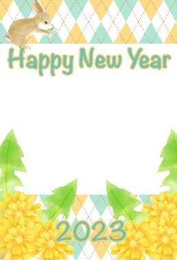 Yeni Yıl Kart Şablonu Tavşan Yılı (metin ile)