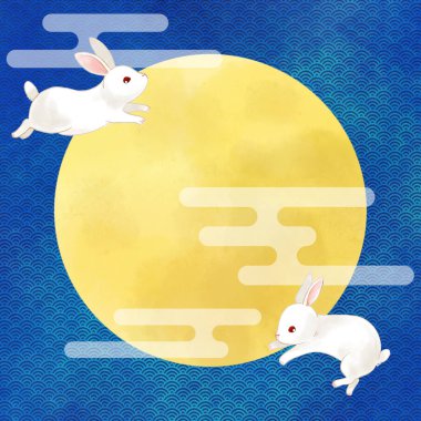 Dolunaydan esinlenilmiş bir tavşan ve ay tasviri