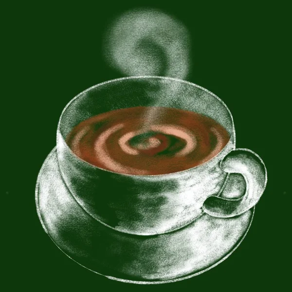 Illustration Coffee Cup Drawn Chalk — Stock Photo, Image