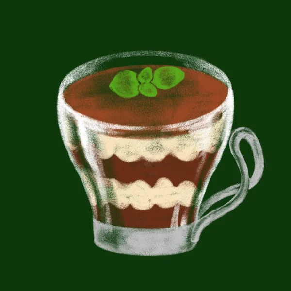 Illustration of tiramisu drawn with chalk