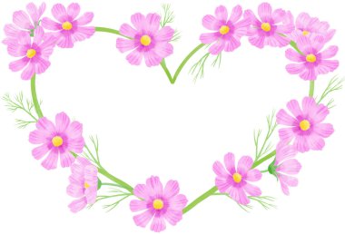 Cosmos flower wreath painted by watercolor
