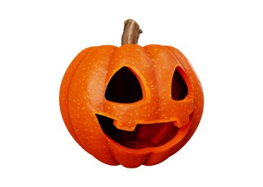 Beyaz arkaplanda Jack Balkabağı Cadılar Bayramı konseptinin 3 boyutlu yorumlanması