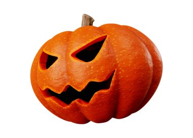 Beyaz arkaplanda Jack Balkabağı Cadılar Bayramı konseptinin 3 boyutlu yorumlanması