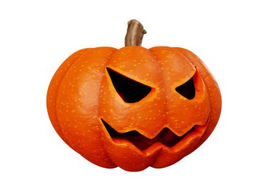 Beyaz arkaplanda Jack Balkabağı Cadılar Bayramı konseptinin 3 boyutlu yorumlanması