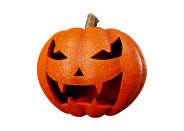 Beyaz arkaplanda Jack Balkabağı Cadılar Bayramı konseptinin 3 boyutlu yorumlanması