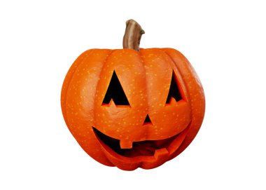 Beyaz arkaplanda Jack Balkabağı Cadılar Bayramı konseptinin 3 boyutlu yorumlanması