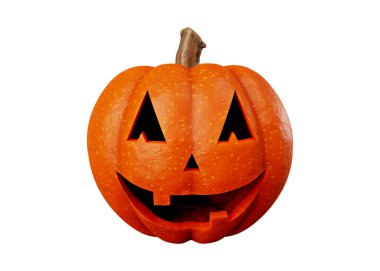 Beyaz arkaplanda Jack Balkabağı Cadılar Bayramı konseptinin 3 boyutlu yorumlanması