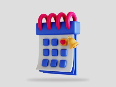 Valentine takvimi 3d görüntüleme izole edildi