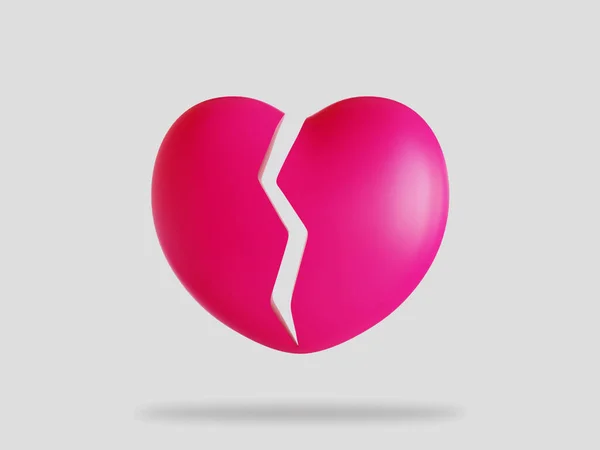 Valentine Broken Heart Render Illustration Isolated — Stock Photo, Image
