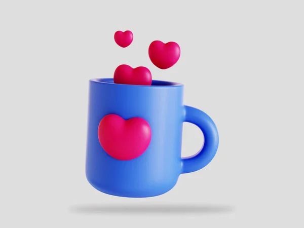 San Valentín Taza Llena Corazones Render Ilustración Aislada — Foto de Stock