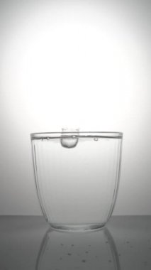 Su yukarıdan temiz bir bardağa damlıyor..