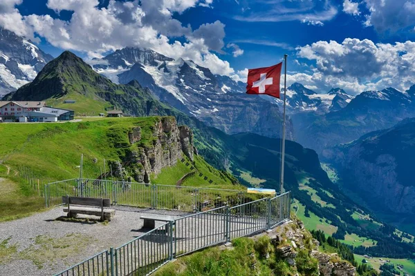 Spitzbank Und Fahne Den Schweizer Alpen Grindelwald Schweiz — Stockfoto