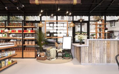 Kafe dükkanının 3D görüntüsü