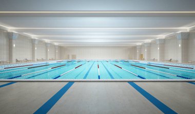 Yüzme havuzunun 3D görüntüsü