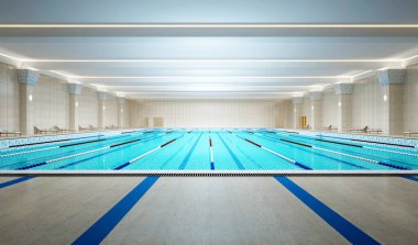 Yüzme havuzunun 3D görüntüsü