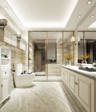 banyo ve duş 3D render