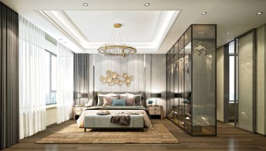 3D lüks otel odası.