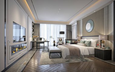 Otel odasının 3D görüntüsü