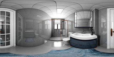 360 derece sanal gerçeklik görüşlü banyo, 3D görüntüleme