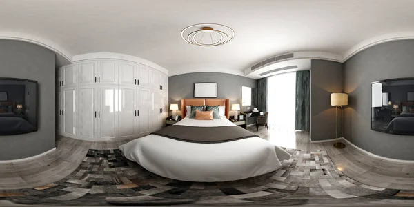 360 derece lüks otel odası, 3D görüntüleme