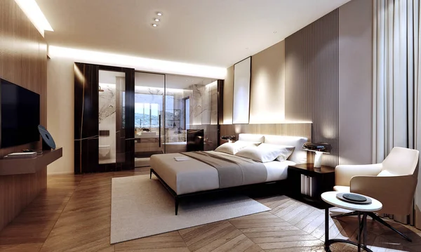Render Van Modern Luxury Slaapkamer — Stockfoto