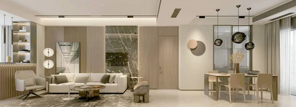 현대식 거실의 렌더링 — 스톡 사진