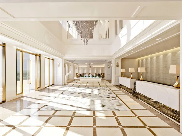 Render Luxury Hotel Lobby — Stock Photo, Image