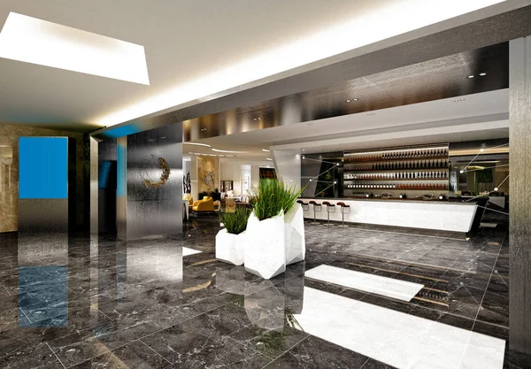 Renderização Lobby Hotel Luxo — Fotografia de Stock