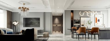 Oturma odasının 3D görüntüsü