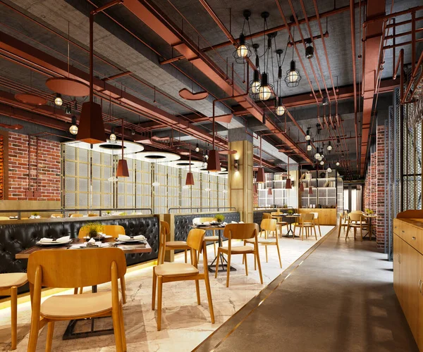 3D lüks kafe restoranı.
