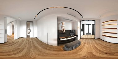 Modern oturma odasının 3D görüntüsü