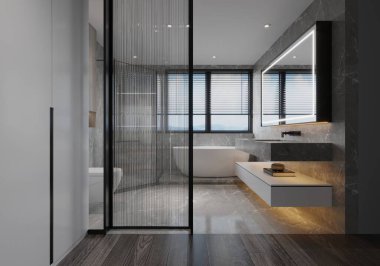 Lüks banyonun 3D görüntüsü