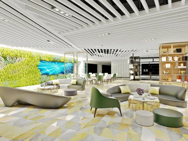 3D lüks ofis ve otel lobisi