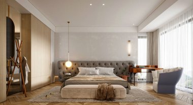 3D lüks otel odası.