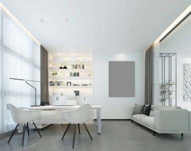 3D render modern çalışma ofis