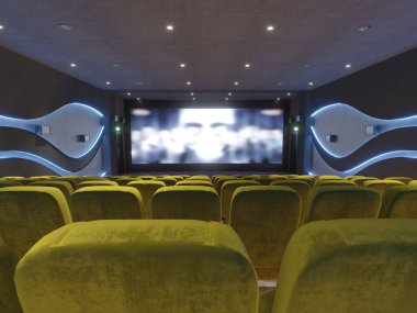 Modern sinema odasının 3D görüntüsü