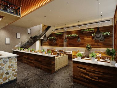 Modern oturma odasının 3D görüntüsü